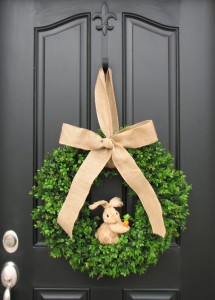 Happy Easter Bunny Boxwood Wreath